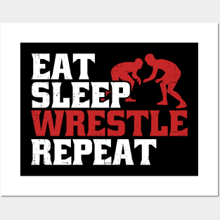 Eat Sleep Wrestle Repeat Posters and Art